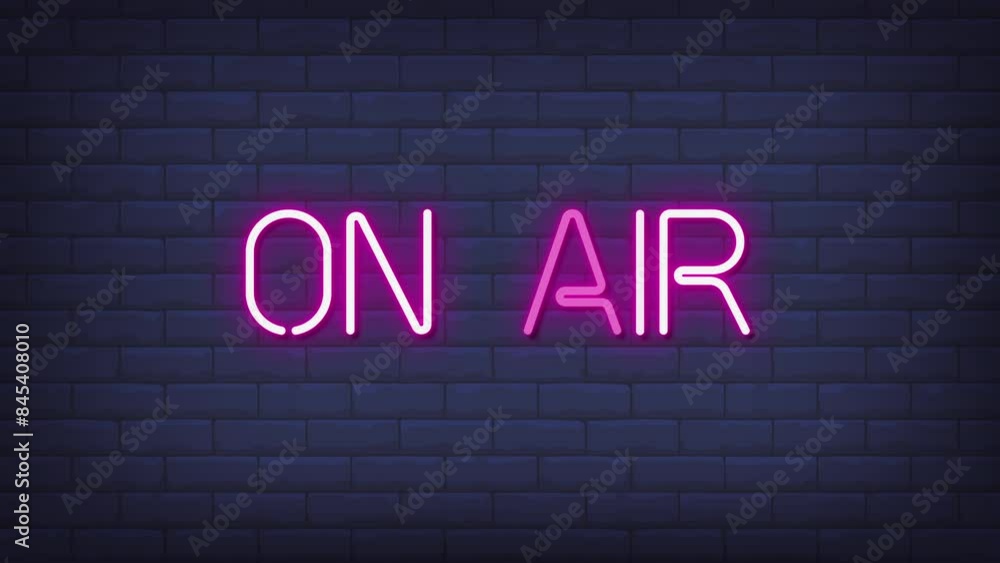 on air neon light text on brick wall background motion animation. Glowing large text concept looping animation. on air neon light text on brick wall background motion animation. Glowing large text concept looping animation.