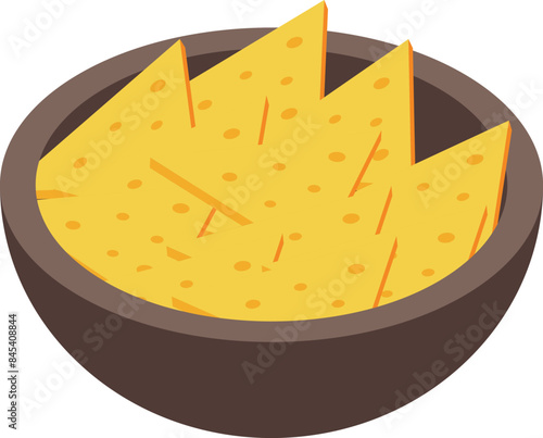 Bowl full of tasty tortilla chips being dipped in cheese sauce for a party