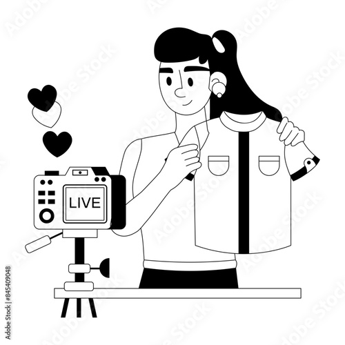 Premium glyph illustration shooting fashion vlog 