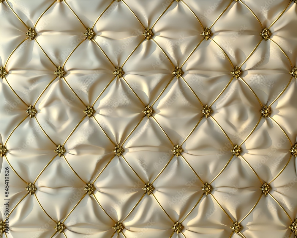 Luxurious Quilted Ivory and Gold Fabric Texture with Opulent Ornate Pattern for Upscale Decor and Upholstery Luxurious Quilted Ivory and Gold Fabric Texture with Opulent Ornate Pattern for Upscale Decor and Upholstery