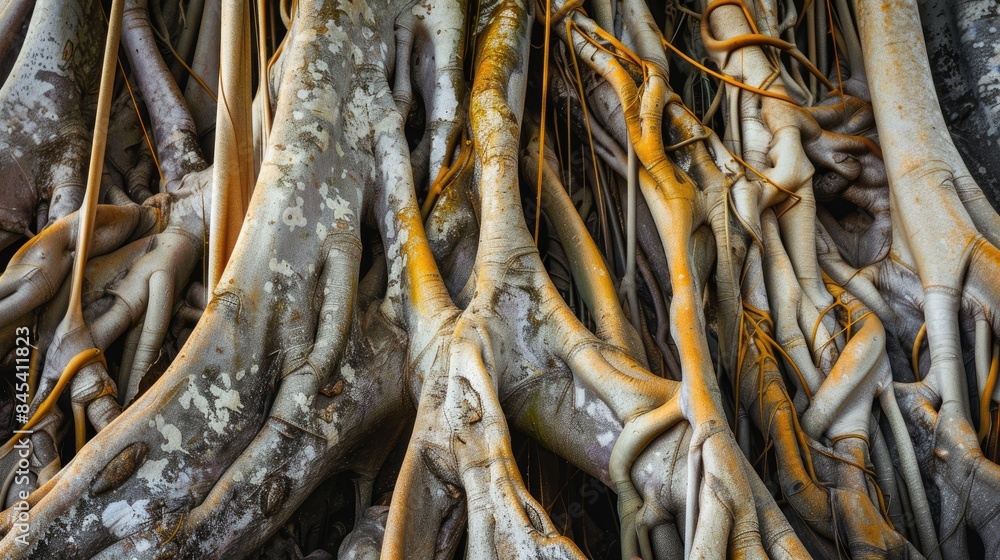 Close up view of the roots of a banyan tree Close up view of the roots of a banyan tree
