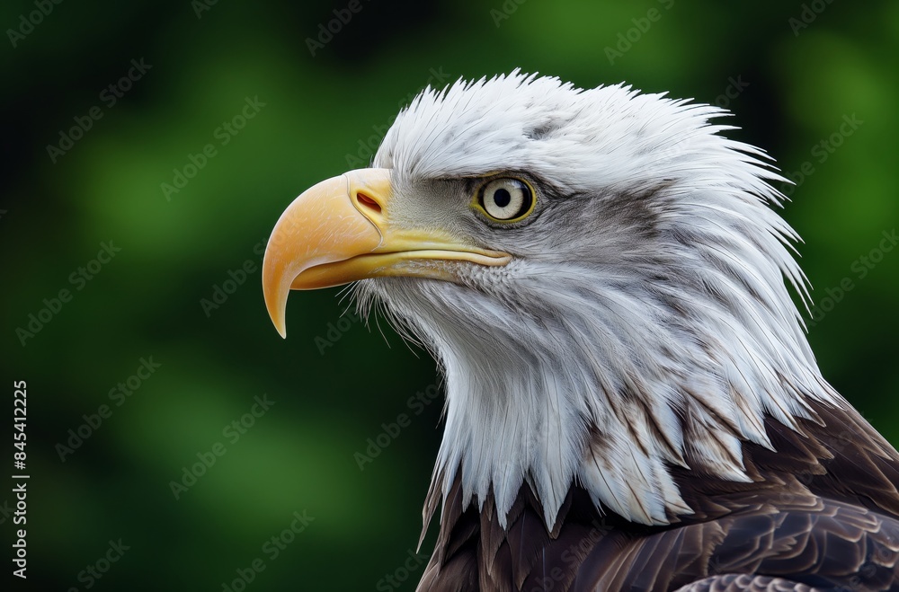Bald eagle close-up with green background Bald eagle close-up with green background