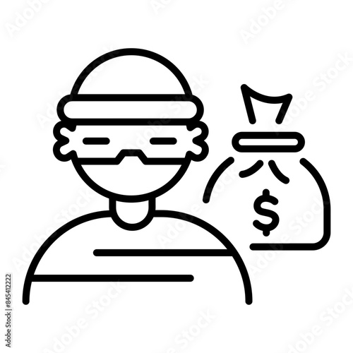 An outline icon of thief is up for premium use 