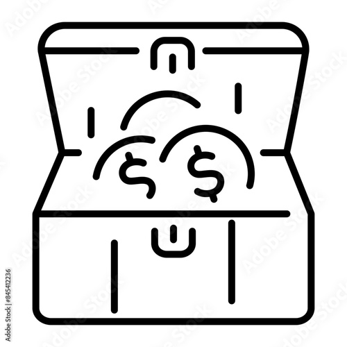 Easy to edit line icon of coin treasure 