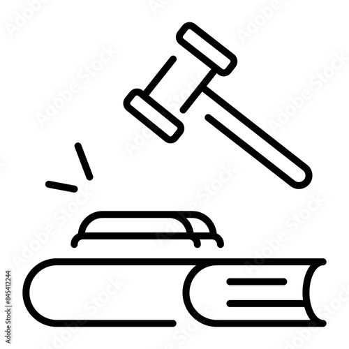 Check this line icon showing court decision gavel 