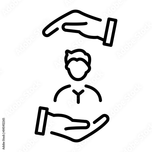An editable outline icon of protecting child 