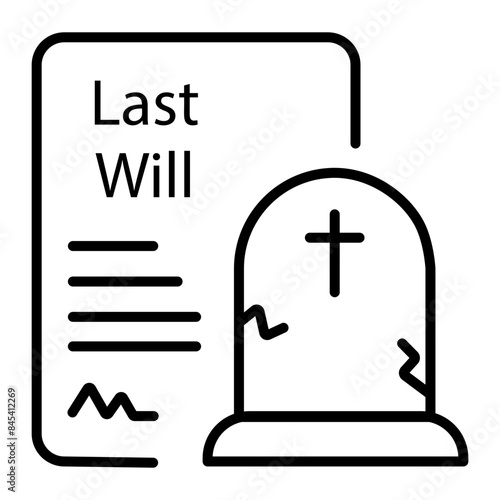 An icon of last will in line style 
