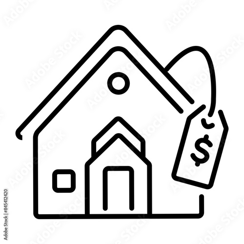 Latest line style icon of house price 