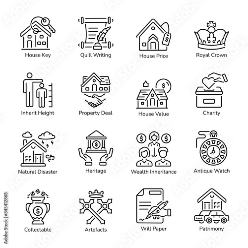 Bundle of Inheritance Linear Icons 

