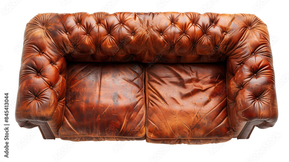 Naklejka premium Top View of Brown Leather Sofa