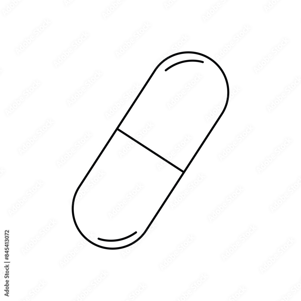 Vector minimalistic black pill capsule icon on a white background. Vector minimalistic black pill capsule icon on a white background.