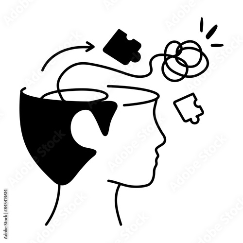Clearing mind icon in doodle style 