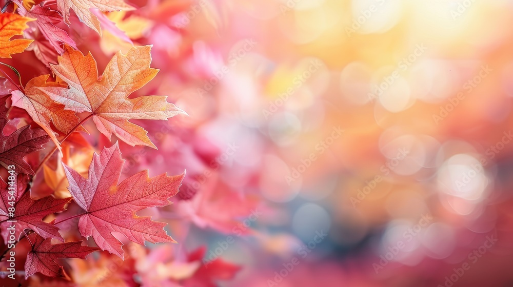 Crimson Autumn Leaves with a Golden Sunlit Backdrop Crimson Autumn Leaves with a Golden Sunlit Backdrop