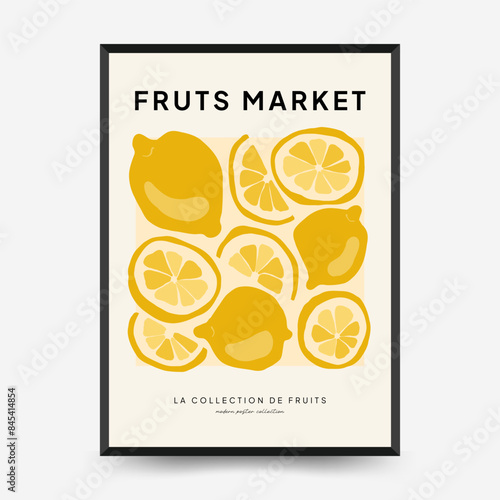 Abstract fruits posters template. Modern trendy Matisse minimal style. Exotic Healthy Food. Hand drawn design for wallpaper, wall decor, print, postcard, cover, template, banner.