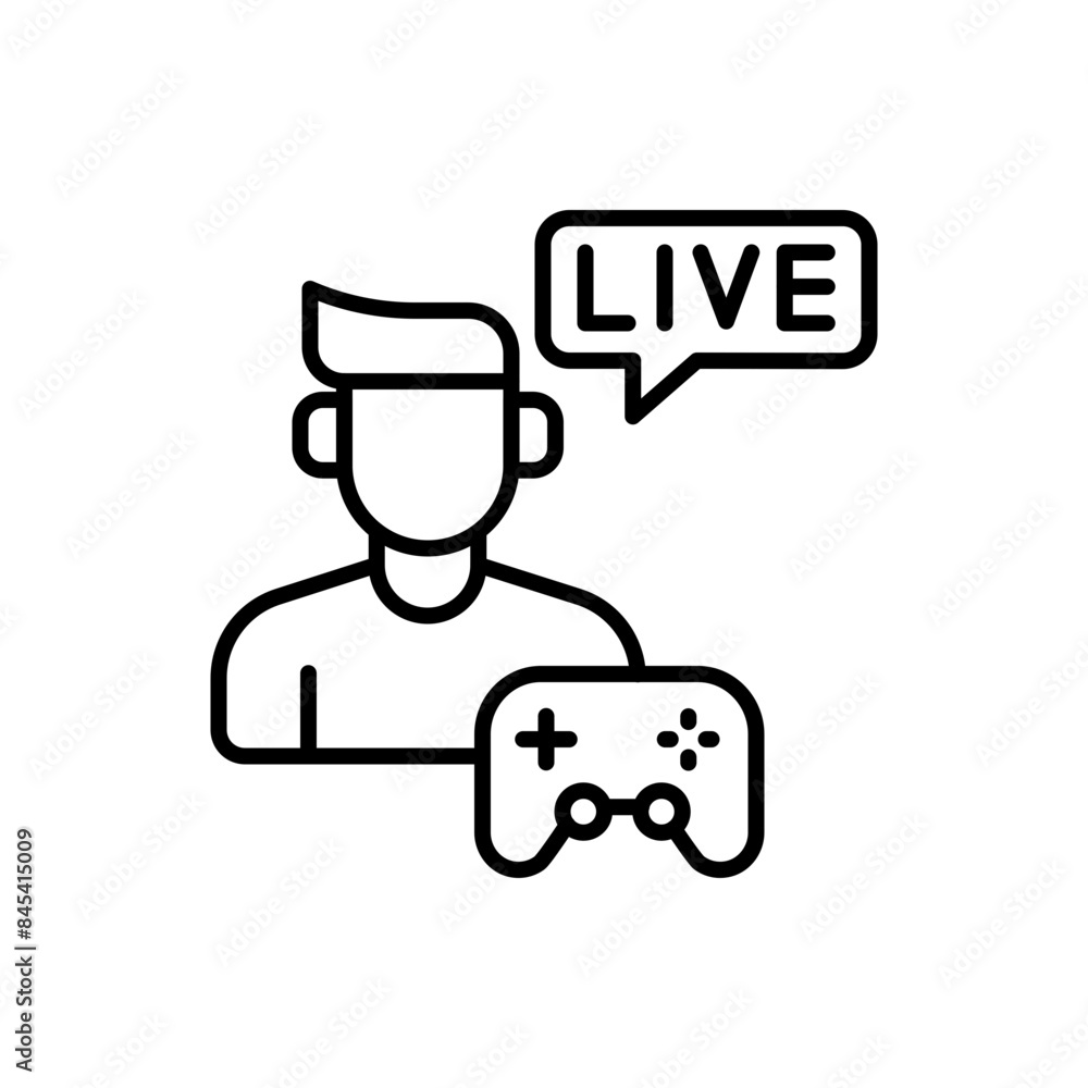 Game streaming outline icons, minimalist vector illustration ,simple transparent graphic element .Isolated on white background