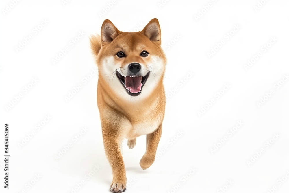 Shiba Inu with a Grinning Mouth and a Playful Stance: A Shiba Inu with a grinning mouth and a playful stance, capturing its spirited and independent spirit