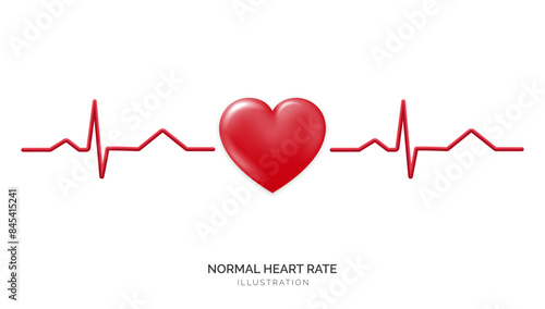 3d Red heart rate graph, symbolizing cardiology and health monitoring. Electrocardiography, cardiac health, and medical exams. Monitoring heart conditions, promoting healthy lifestyles. Not AI.