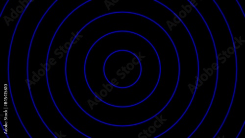 Animation of blue radio waves spreading, alpha channel. Circle radiation wave out from the center. Radio signal or Tower signal