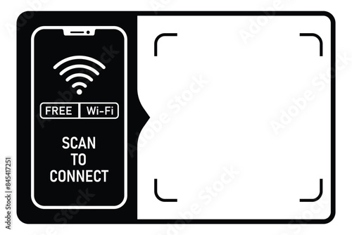 free wifi sticker. scan to connect Wi-Fi banner with blank space for qr code. printable sticker for hotel, café, shop. transparent vector.