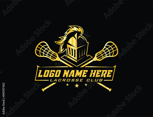 Black and Gold Royal Lacrosse logo with Knight helmet