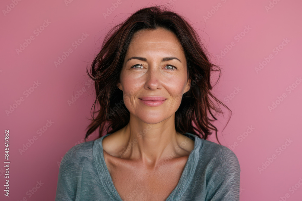 Fototapeta premium A close up portrait of a woman with a subtle smile