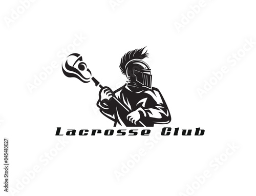 Lacrosse player Logo with lacrosse stick