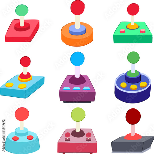 arcade joystick set cartoon. retro vintage, control machine, video old arcade joystick sign. isolated symbol vector illustration