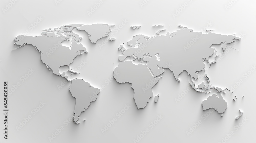World Map Highlighting Continents and Countries on a White Background - Generative ai World Map Highlighting Continents and Countries on a White Background - Generative ai