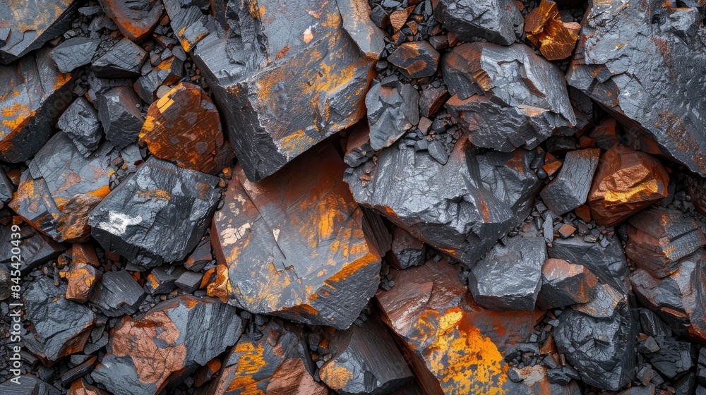 Close Up of Natural Mineral Texture in Mine with Iron Ore and Copper Rocks Close Up of Natural Mineral Texture in Mine with Iron Ore and Copper Rocks