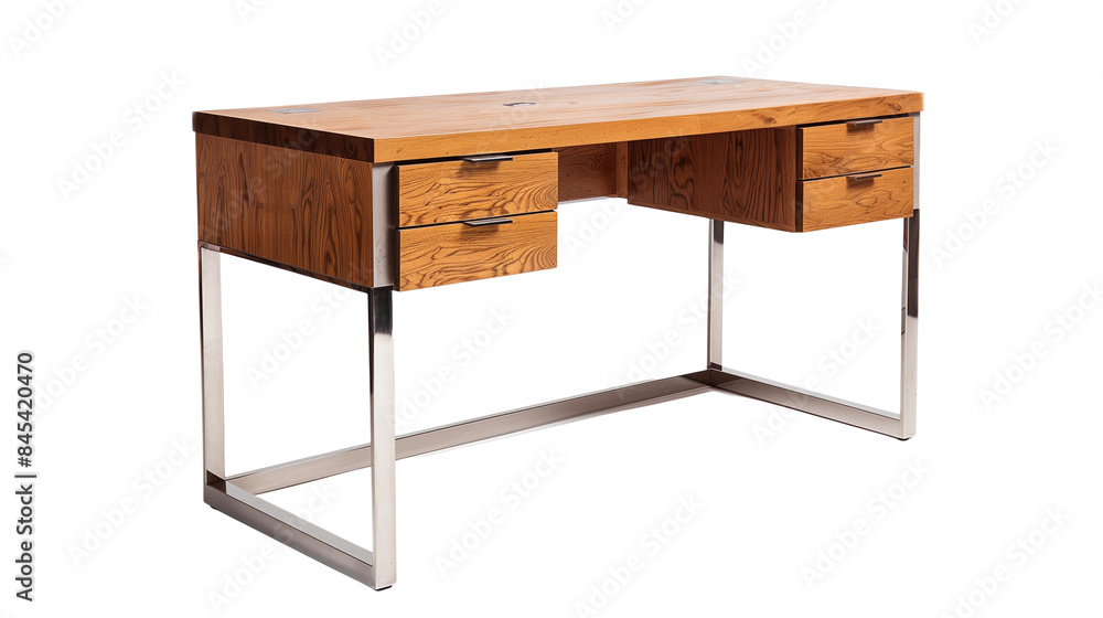 Modern Office Desk with Light Wood Top and Metal Legs Modern Office Desk with Light Wood Top and Metal Legs