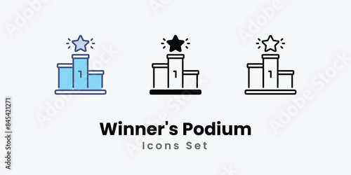 Winner's Podium icons vector set stock illustration.
