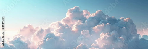 Huge heap bright white cloud moving on the blue sky. Blue sky and white cloud. Beautiful sky background.