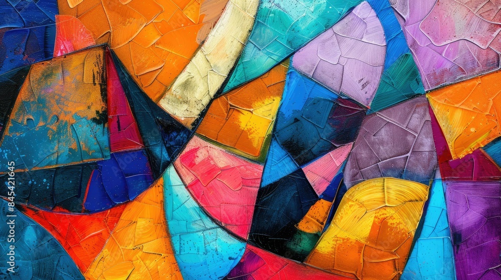 Fototapeta premium A colorful stained glass background with vibrant colors, intricate patterns and abstract background of cracked rock stone texture. Generative AI
