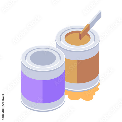 Easy to edit isometric icon of paint cans 

