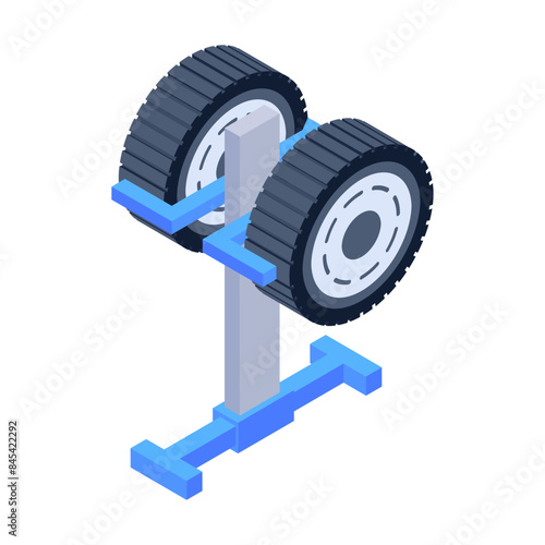 Premium isometric icon of a tyre lift 

