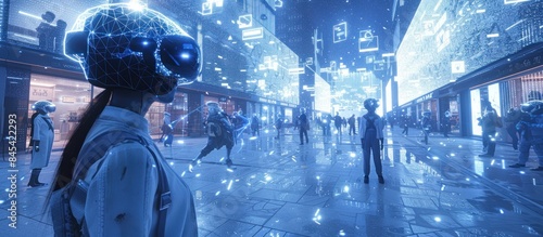 3d render metaverse tecnology and mobile for connect online shopping,meeting,banking in real world..