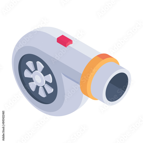 Modern isometric icon of a turbocharger 

