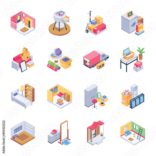 Set of Home Redecoration Isometric Icons

