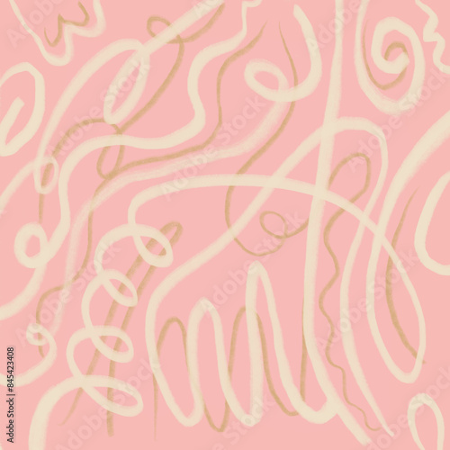 Abstract pink and beige squiggles pattern
