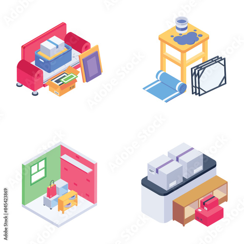 Set of Home Redecoration Isometric Icons

