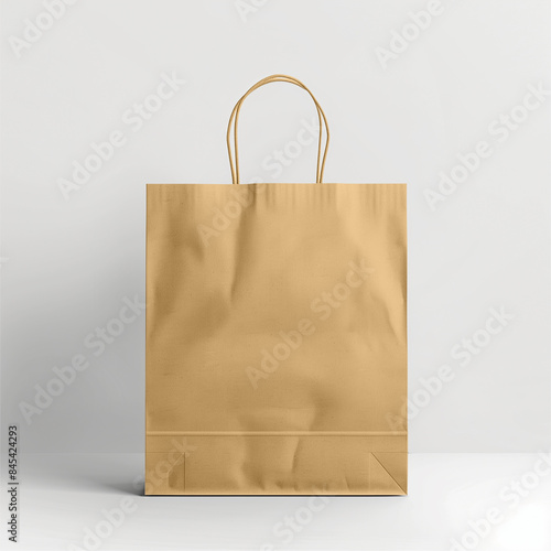 Kraft Paper Bag Gift bag, Takeaway With Handle, Retail Packaging, Brown Twisted Flower Handle, on white background