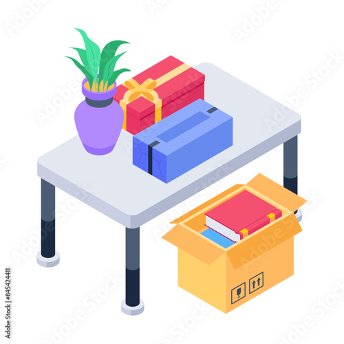 Isometric Icons of Relocation Service 
