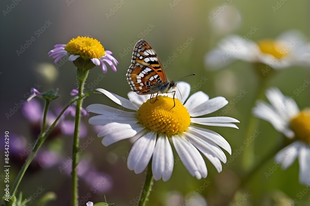 white and yellow flower on butterfly white and yellow flower on butterfly