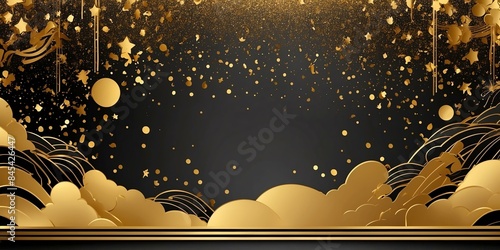 stars scatter glitter confetti gold frame banner galax background photo