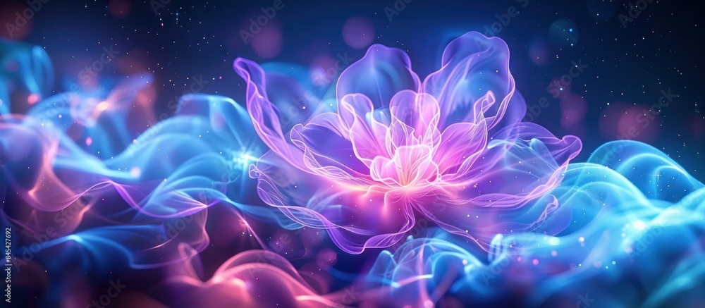 3d render of abstract art with part of surreal fantasy mystic alien flower in curve wavy biological organic lines forms.