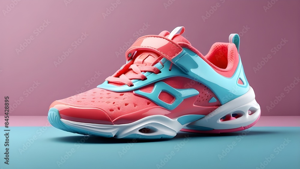 Kids junior athletic sneaker shoe banner for broad poster with copyspace area - generative artificial intelligence for footwear advertisements and retail offerings Kids junior athletic sneaker shoe banner for broad poster with copyspace area - generative artificial intelligence for footwear advertisements and retail offerings