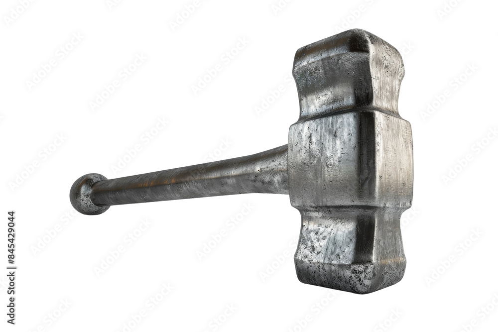 Heavy iron sledgehammer with a worn, metallic finish isolated on a transparent background. ideal for construction and demolition themes. Heavy iron sledgehammer with a worn, metallic finish isolated on a transparent background. ideal for construction and demolition themes.