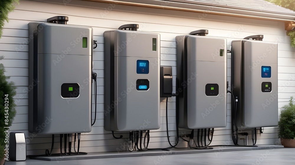 alternative electric energy storage system with battery packs installed on the wall of the garage at home as a backup or sustainable energy ideas alternative electric energy storage system with battery packs installed on the wall of the garage at home as a backup or sustainable energy ideas