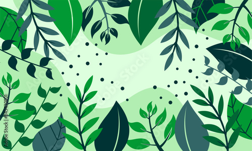 Flat abstract floral leaves background