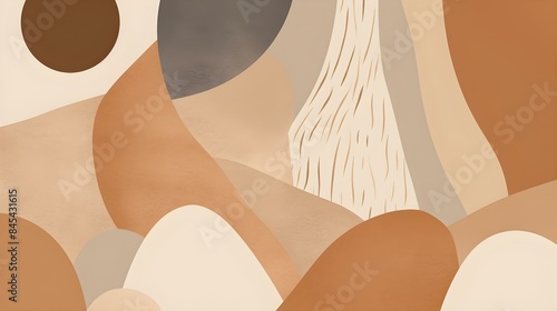 Abstract light brown Shapes with soft Textures. Calming Background